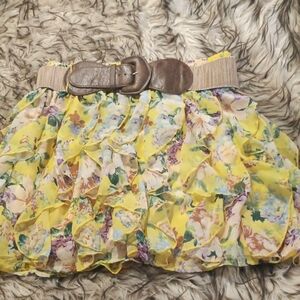 VANITY ruffle western look skirt w belt